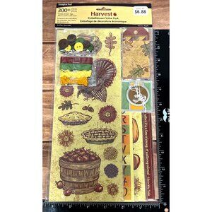 Fall Harvest Embellishment Value Pack Stickers Tags Ribbons buttons Scrapbooking